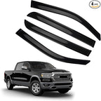 Window Visor Rain Guards Compatible with 2019-2024 Dodge Ram 1500 New Body Crew Cab with 4 Full Size Doors, Tape-On Wind Deflectors Vent Visors for Trucks Accessories
