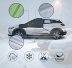 Front Windshield Snow Cover with Side Window Protection for Car and SUV, Winter Frost Ice Guard, Windproof Car Windshield Protector (Oxford Cloth Reflective Strips Green)