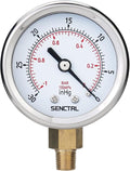 30inHg Vacuum Pressure Gauge, 2" Dial, 1/8 NPT Lower Mount, Waterproof, Stainless Steel Case, for Tube Tester, HVAC, Pneumatic Air Compressor, Hand Pump, Valve Test