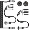 Heavy Duty Vehicle Coil Trailer Cable with 4 Channel 4 PIN AV Connector Disconnect Kit for Truck Caravan Motor Home Backup Security Camera Monitor System