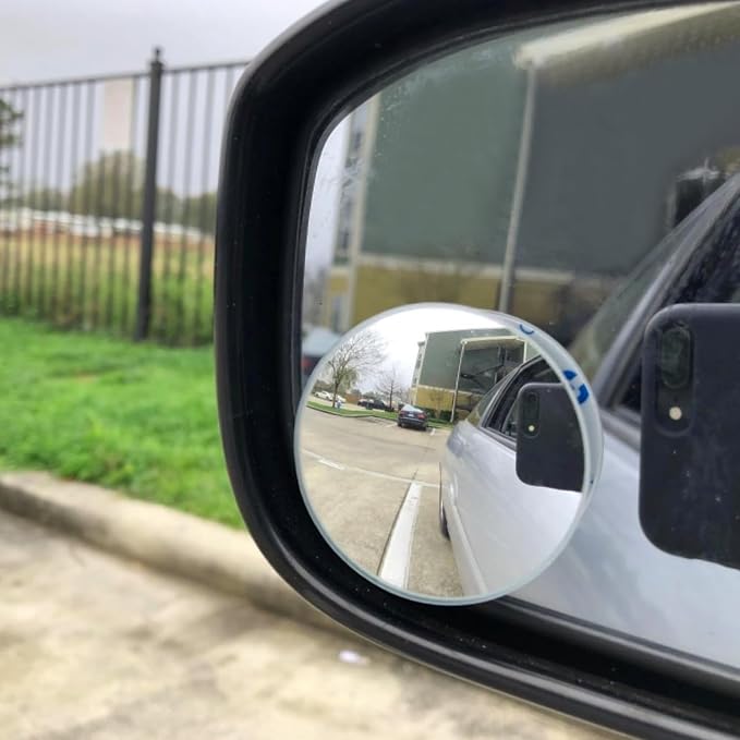 2" Round Blind Spot Mirrors, Adjustabe HD Glass Convex Wide Angle Rear View Car SUV Universal Fit Stick-On Lens, Pack of 4