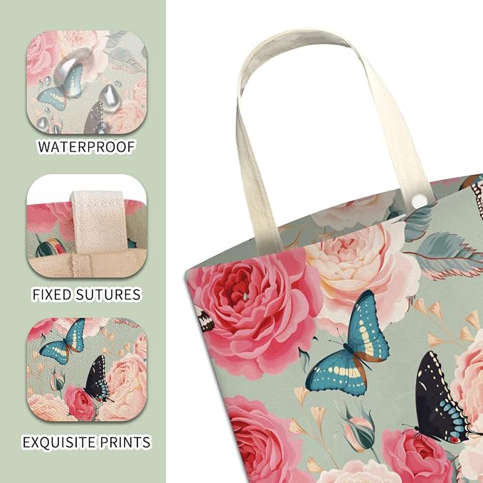 Car Trash Can, Cute Car Trash Bag, Hanging Car Organizer and Storage Bag, Trash Bin for Car Accessories, Vehicle, Travelling, Camping Cute Flower and Butterfly