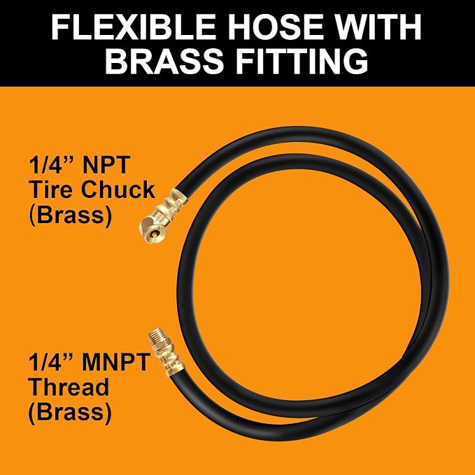 2pack Air Tank Repair Kit Including Safety Valve, 0-200 PSI Pressure Gauge and 4 Feet Air Tank Hose Assembly Kit for Portable Carry Tank