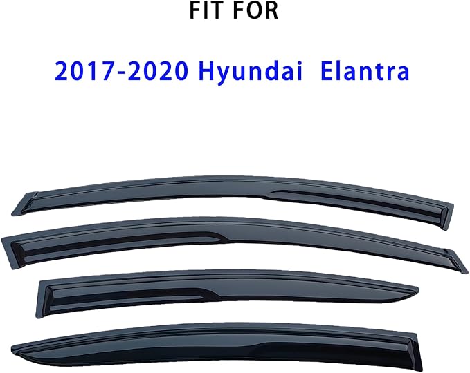 Outside Mount Rain Guards for 2017-2020 Hyundai Elantra,Smoke Tint Window Deflectors Visors,Fits Elantra 17-20,No Drill Easy Installation,Keep Rain Out & Reduce Noise,4-Piece Set