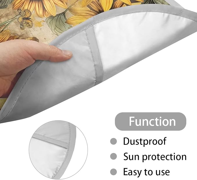 Sunflower Butterfly Steering Wheel Cover Sun Shade 17 inch Cooling Steering Wheel Sun Cover for Heat Protection Universal Auto Accessories Heat Reflector Fit Most Cars SUV Trucks Van