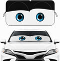 Car Windshield Sun Shade, Universal Fit Midsized Sedan SUV, Classic Black | 63 x 31.5" Windshield Cover, Foldable Front Window Sunshade, UV Heat Protection, Cute Eyes Series