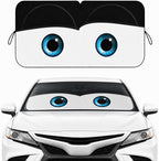 Car Windshield Sun Shade, Universal Fit Midsized Sedan SUV, Classic Black | 63 x 31.5" Windshield Cover, Foldable Front Window Sunshade, UV Heat Protection, Cute Eyes Series
