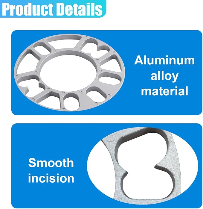 YoRise 2PCS 8 mm Car Wheel Spacers, PCD 100-120mm Aluminum Alloy Hub Centric Wheel Spacer for 4 & 5 Lug, Universal Car Tire Accessory for 4X100, 4X114.3, 5x108, 5x112, 5x120 Bolt Pattern(8MM)