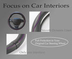 Gomass Car Steering Wheel Cover, Anti-Slip, Safety, Soft, Breathable, Heavy Duty, Thick, Full Surround, Sports Style (Black with Purple line)