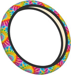 Rainbow Steering Wheel Covers Anti-Slip and Practical 14.5-15 Inch Universal Car Steering Wheel Cover with 2 Pieces Car Coasters Suitable for Men Women