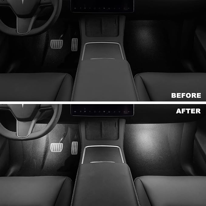 4 Pcs Interior LED Lights Bulbs Kit Compatible with Tesla Model 3, Y, X, S, Super Bright Replacement Light Bulbs for Footwell, Door Puddle, Trunk, Frunk - for Tesla Accessories (White)