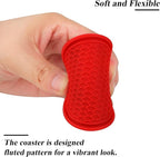 4 Pack Car Coasters, 2.75inch Universal Non-Slip Car Cup Holder Coaster for Car, PVC Cup Pad Mat Car Coasters for Cup Holders for Women (Red)