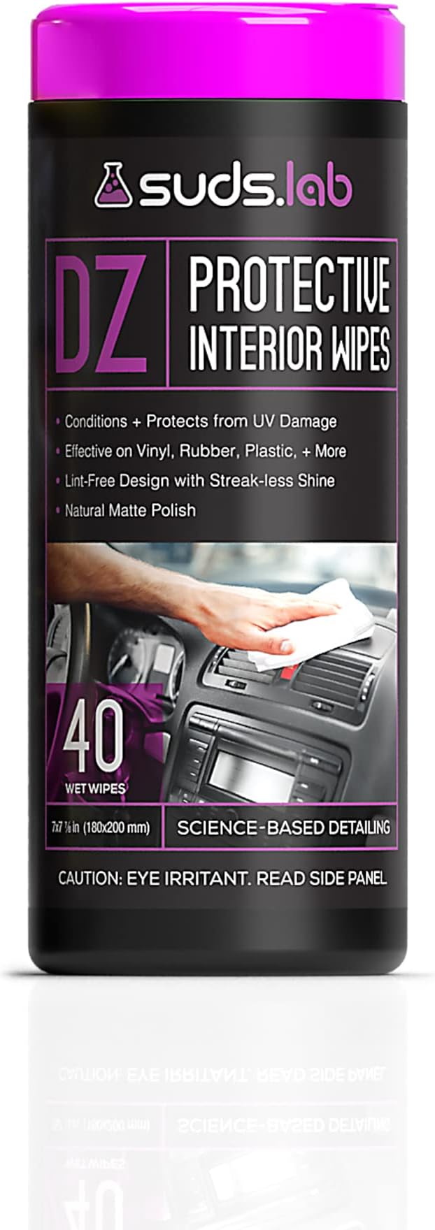 DZ Protective Interior Wipes, Interior Shield Car Protectant Wipes, Clean and Protect Automotive Surfaces from UV Damage, Fading, and Dust Buildup, Natural Matte Polish, 40 count