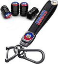 Haiti Flag Tire Valve Stem Caps and Genuine Leather Car Keychain Keyring Compatible with Haiti Flag Accessories