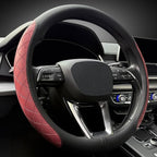 Nappa Leather Steering Wheel Cover,Elegant Diamond Checkered Design, Non-Slip wear-Resistant, Enhance Driving Comfort, Suitable for Steering Wheel Diameter 14 1/2‘-15’ Models