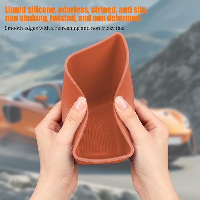 Car Trash Can, Silicone Portable Vehicle Side Door Garbage Container Trash Bin, Multifunctional Auto Interior Dustbin Garbage Can Storage Organizer, Universal Fit (Left/Orange)