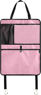 Pink Car Seat Organizer for Kids Backseat Kick Mat with Adjustable Strap Back Seat Protectors for Vehicle SUV Car 2 Pcs