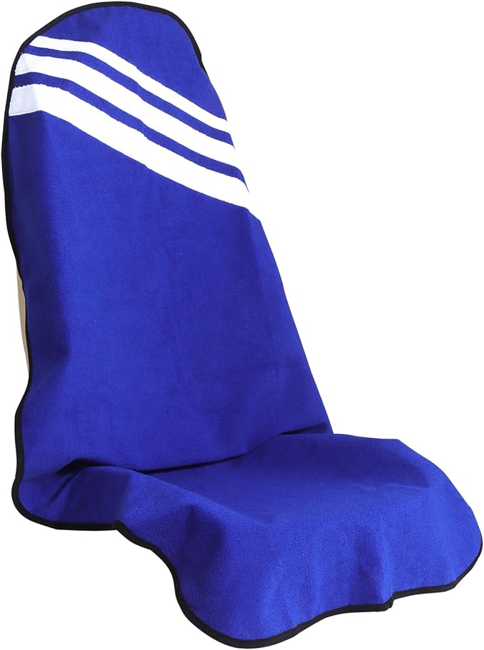 Waterproof Car Towel Seat Covers Front Seats for After Gym Workout,Auto Universal Interior Sweat Towels Cloth Bucket Carseat Cover Protector for Trucks SUV RV Boat Van (Blue with White)