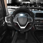 Steering Wheel Cover for Women Men Bling Bling Crystal Diamond Sparkling Car SUV Wheel Protector Universal Fit 15 Inch (Black with Black Diamond, Standard Size(14" 1/2-15" 1/4))