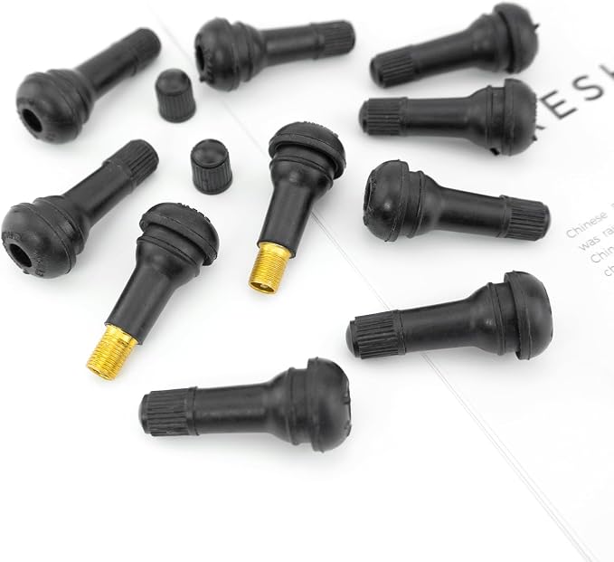 10 PCS TR413 Rubber Snap-in Tire Valve Stems Sturdy Replacement Tyre Valves Stems for 0.453" Tubeless Rim Holes on Cars, Go-Karts, Trucks, Lawn mowers, Trailers