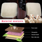 Sheepskin Car Seat Cushion, Comfortable Soft Fur Wool Auto Front Seat Cover, Vehicle Seat Protector Pad for Warm Winter Office Chair, Universal Decor Car Accessories (Beige)