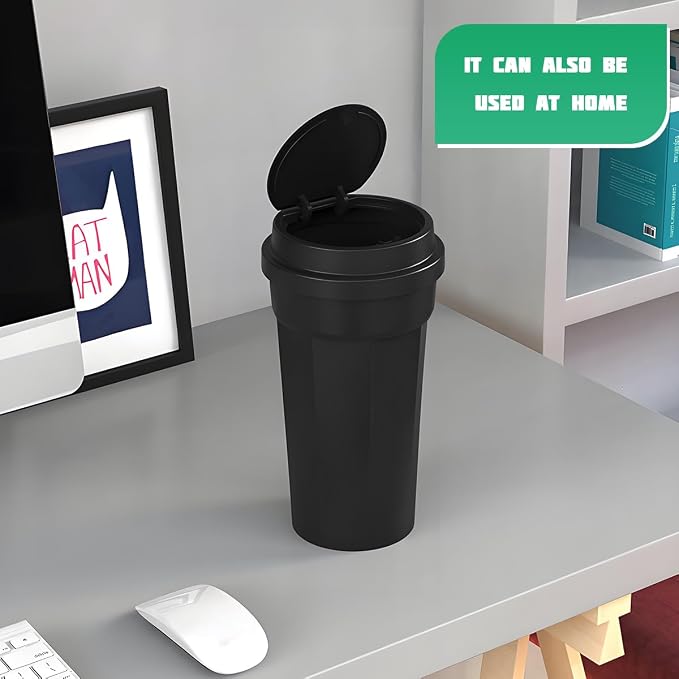 Car Trash Can with Lid, Mini Leakproof Vehicles Garbage Bin for Cup Holder, Multipurpose Automotive Interior Trash Organizers Storage Accessories, Universal for Truck Sedan SUV