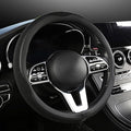 Car Steering Wheel Cover, Universal 15 inch, The Latest Microfiber Leather Breathable Technology Fabric, Non-Slip, Comfortable, Warm in Winter and Cool in Summer, Black