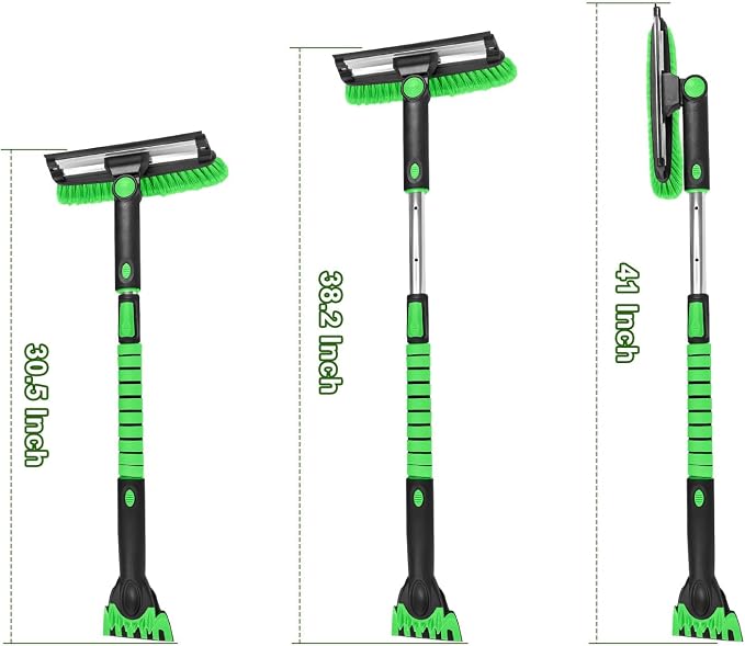 41 Inch Snow Brush and Ice Scraper with Squeegee, Extendable SUV Windshield Ice Scraper and Brush with Foam Grip for SUV Truck Jeep RV Auto Vehicle Window
