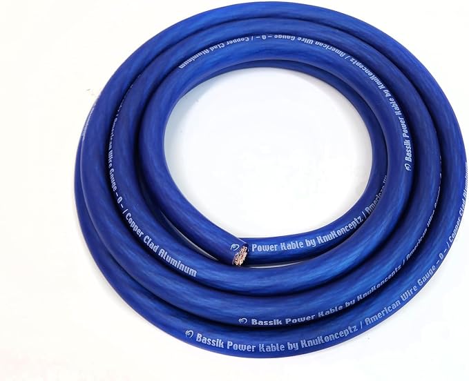 Bassik 1/0 Gauge AWG Primary Automotive Battery Power/Ground Wire Cable - Blue 20 Feet