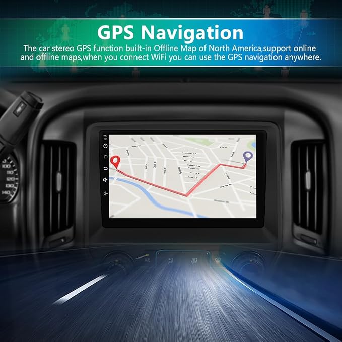4Core Car Radio Stereo for Chevy Silverado GMC Sierra 2014 2015 2016 2017 2018 with 10 inch Touchscreen Wireless Carplay Android Auto FM WiFi Bluetooth SWC