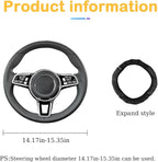 Bling Car Steering Wheel Cover, 15 Inch Rhinestones Soft Leather Elastic Steering Wheel Protector, Sparkly Crystal Diamond for Women Girls, Car Interior Accessories for Most Cars (Black)