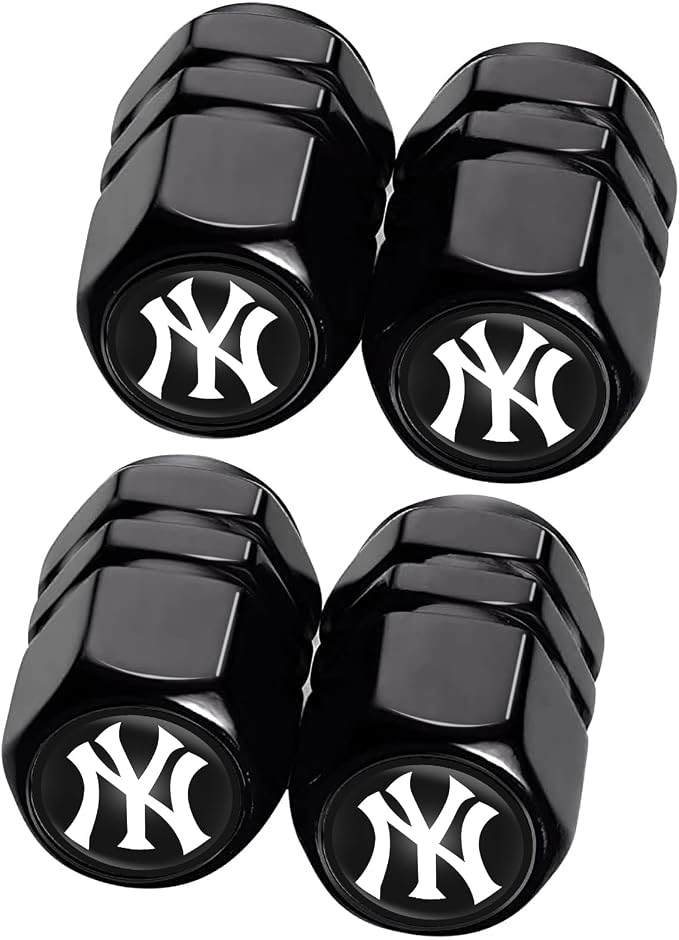 for New York Yankees Baseball Fans Car Keychain with Tire Valve Caps, Car Keyring and Valve Stem Caps Compatible with Key Fob Holder, Delicate Gifts for Men Women, NY Yankees