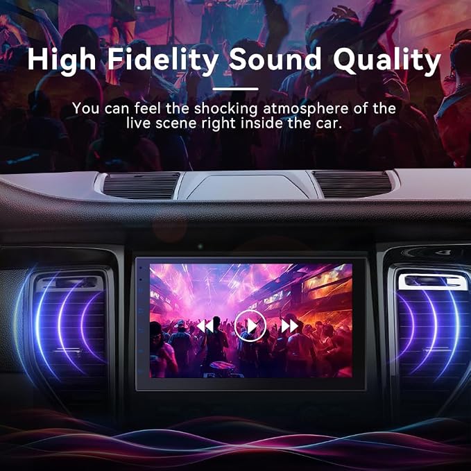 7 inch Car Stereo Double Din with Wireless Carplay&Android Auto,Bluetooth,Channel RCA,Backup Camera,SWC,FM/AM|Apple Carplay Radio Screen for Car Audio Receivers|HD Touchscreen car Audio