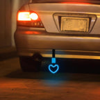 2 Pcs Heart Shaped Car Handle Strap – Drift Charm Rear Bumper Warning Ring Decor for Car Interior Exterior, Subway Bus Handle Accessory, Cute Heart Car Decor Gift for Women & Men (Luminous Blue)