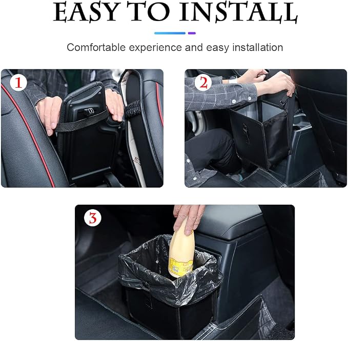 Foldable Trash Can, Hanging Waterproof Leakproof Storage Bag with Large Capacity, Car Interior Accessories (Large)