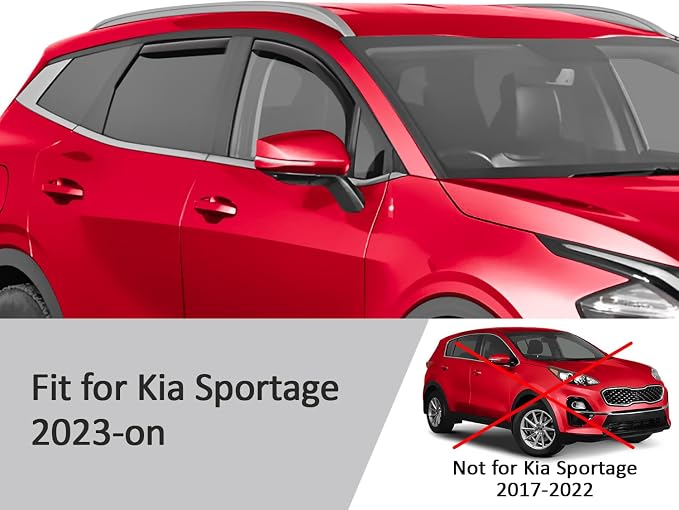 Voron Glass in-Channel Extra Durable Rain Guards for Kia Sportage 2023-2026, Window Deflectors, Vent Window Visors, 4 Pieces - 200816