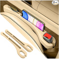 2PCS Car Seat Gap Filler Organizer with Phone Holder,[Upgrade Version] Car Seat Gap Organizer for Prevent Falling,Essential Car Accessories Car Side Seat Gap Filler (Beige)