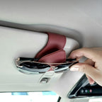 Car Visor Sunglasses Holder, Magnetic Vehicle Sun Visor Eyeglasses Hanger Ticket Card Holder Clip, Auto Interior Sunvisor Glasses Mounter Organizer, Universal for Vehicles (Wine Red)
