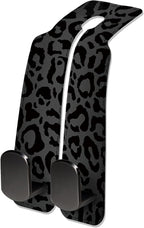 Car Seat Headrest Hook, Universal Leather Cute Hanger Holder Hook, Storage Organizer Interior Accessories for Purse Bags Handbag Luxury Black Leopard
