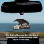 Hanging Car Air Freshener | Tropical Beach Coconut Surf Wax Scent Mini Wave | Long Lasting Car Freshener, Closet and Beyond | Made In USA | 3 Pack (White Palms)