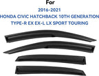 Window Visors Rain Guards Shield for 2016-2021 Honda Civic Hatchback, Out-Channel Window Vent Wind Deflectors Visors Shades for 16-21 Civic (Not for Sedan