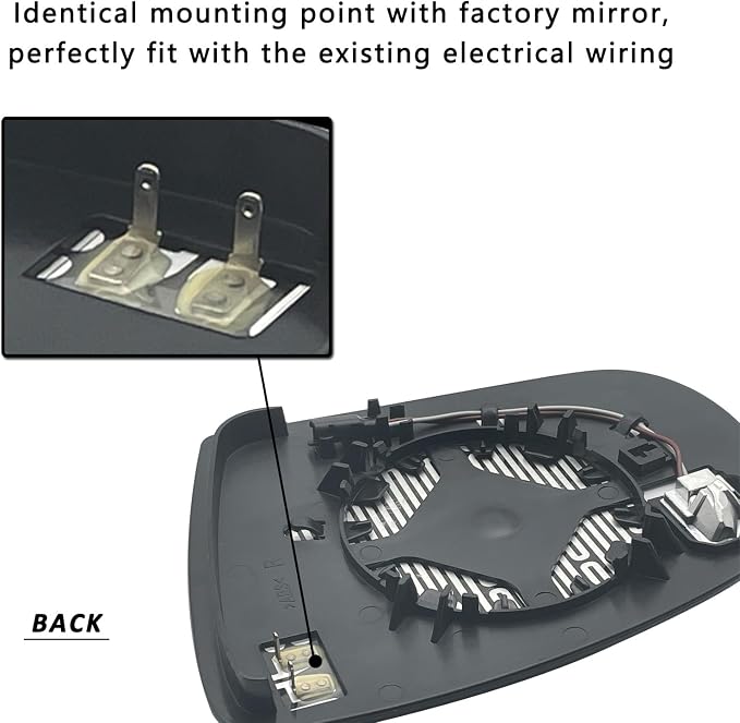 Blind Spot Passenger Side Mirror Replacement for Jeep Cherokee 2014-2019 Jeep Compass 2017-2021, Right Exterior Side Rearview Mirrors Glass, with Backing Plate, Power Heated,Blind Spot Detection