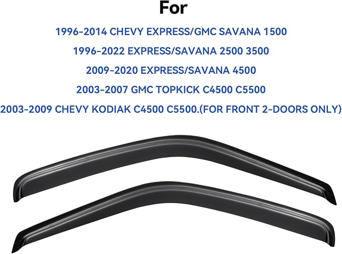 Window Visors Rain Guards Shield for 1996-2025 Chevy Express Van/GMC Savana, Out-Channel Window Vent Wind Deflectors Visors Shades