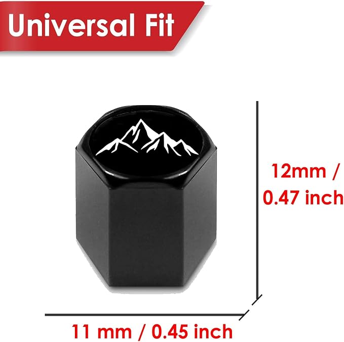 4pcs Tire Valve Stem Caps, Compatible with Mountain Range Mountain Mountains Climbing Hiking Explore Adventure Stem Cap Universal Car Air Cover Car Accessories for Cars, SUV, Truck, Motorcycles