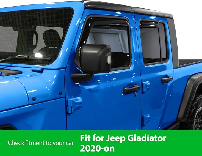 Goodyear Shatterproof in-Channel Window Deflectors for Jeep Gladiator 2020-2026, Rain Guards, Window Visors for Cars, Vent Deflector, Car Accessories, 4 pcs - GY008509