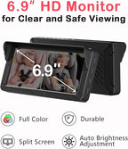 Dual Baby Car Camera for 2-Kids: 6.9'' HD Split Screen with Auto Brightness 1080P Backseat Camera for Twins Infrared Night Vision - 360° Adjustable USB Easy Setup Ideal for SUVs Minivans