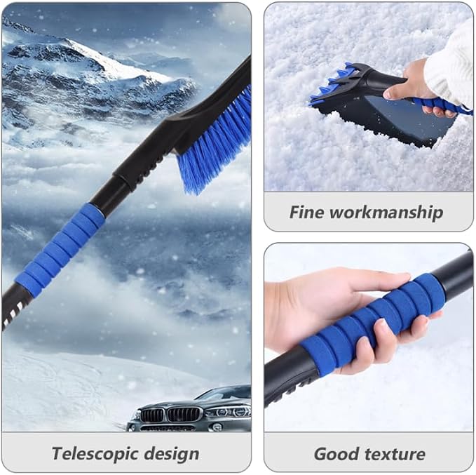 Snow Brush Ice Scraper Multi-Function Detachable Brush for Car Use Telescopic Handle 24.40In Compact Winter Tool for Windshield and Window Snow Removal