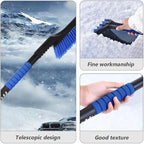 Snow Brush Ice Scraper Multi-Function Detachable Brush for Car Use Telescopic Handle 24.40In Compact Winter Tool for Windshield and Window Snow Removal