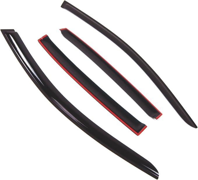WD2-637 Dark Smoke 4 Pcs Set Window Visor (Outside Mount) Deflector Rain Guard Compatible with 2013-2017 Honda Accord Sedan
