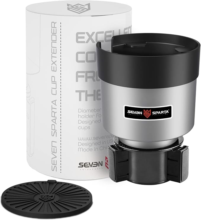 Car Cup Holder Expander with Adjustable Base, Compatible with Hydro Flasks 32/40 Ounce, Compatible with Yeti Ramblers 20/26/30 Ounce, Other Bottles in 3.4"-3.8"(Silver Gray)